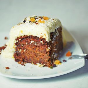 a piece of carrot cake